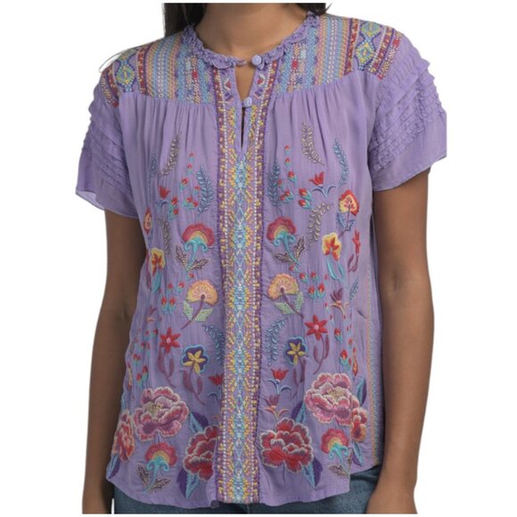 JOHN VARVATOS STAR Embroidered Lafaret Blouse - Picture 3 of 4